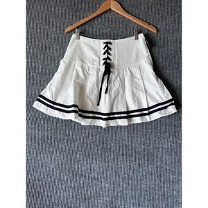 Sweet Society Women White Lace Mini Lace Up Collegiate Preppy Schoolgirl Y2K S